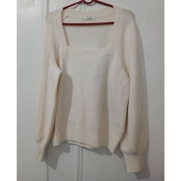 Madewell womens xl square neck soft wool ivory cream sweater - Picture 1 of 7